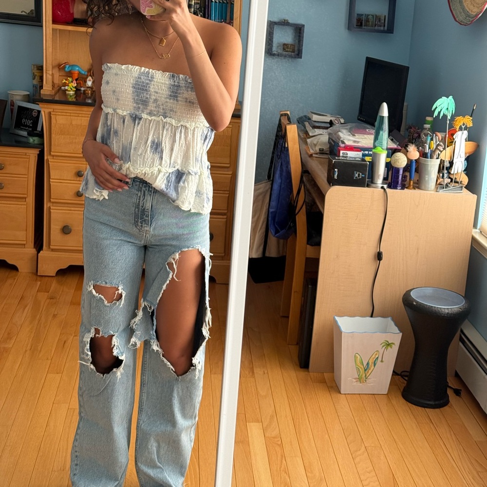 Primark super ripped blue jeans